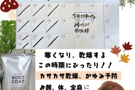 11月の営業日のお知らせ